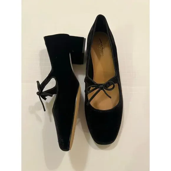 J. Crew Velvet Bow Tie–Heeled Mary Janes - Picture 5 of 8